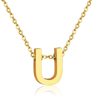 The Dance Bible The Dance Bible 'U' Gold Color Letter Name Initial Charms Necklace Pendant | Personalized Gifts | Fashion Jewelry for Women and Girls Gold-plated Alloy Pendant
