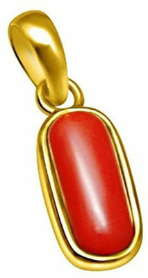 CHIRAG GEMS 7.25 Carat Triangle Red Coral Pendant/Locket Moonga/Munga stone Panchadhatu Pendant Gold-plated Coral Bronze Pendant