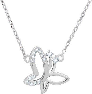 izaara American Diamond Silver Cubic Zirconia Silver Pendant