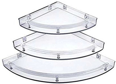 Khatush by SR creations Corner Shelves Super Clear/Crystal Corner Shelf Plastic Wall Shelf(Number of Shelves - 3)