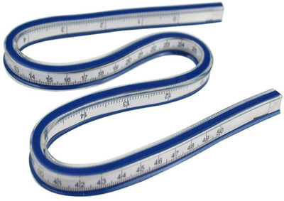 Kandle 60CM Flexible Curve Ruler Woodworking, Plastic Measure Tool Ruler(BLUE AND WHITE)