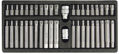 YATO YT-0420 1/2 inch and 3/8 inch Drive Screwdriver Bit High Hardness Screwdriver Bit Set(Pack of 42)