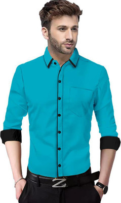 X-MEN Men Solid Casual Blue Shirt