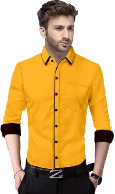 X-MEN Men Solid Casual Yellow Shirt