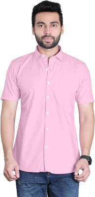 5TH ANFOLD Men Solid Casual Pink Shirt