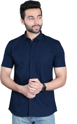 5TH ANFOLD Men Solid Casual Blue Shirt