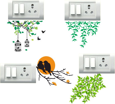 DreamKraft 20 cm LEAFS Self Adhesive Sticker(Pack of 4)