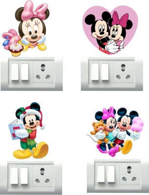 STICKER STUDIO 20 cm MICKEY& MINIEE Self Adhesive Sticker(Pack of 4)