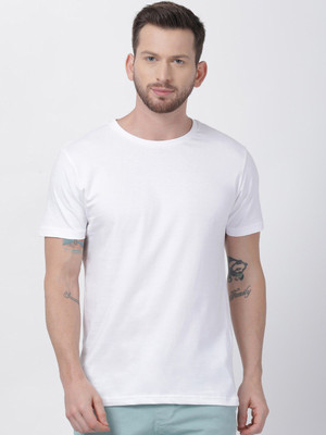 Magrechee Solid Men Round Neck White T-Shirt