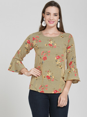 TANDUL Casual Bell Sleeve Printed Women Multicolor Top