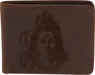 Karmanah Men Casual Brown Genuine Leather Wallet(12 Card Slots)