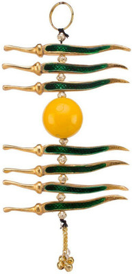 LAKSHITA LTC Vastu / Feng Shui Red & Yellow Nimbu Mirch Wall Hanging Nimbu Mirchi Door Hanging - Remove Negativity Decorative Showpiece  -  9 cm(Aluminium, Green)