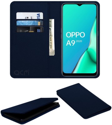 ACM Flip Cover for OPPO A9 2020(Blue, Cases with Holder, Pack of: 1)