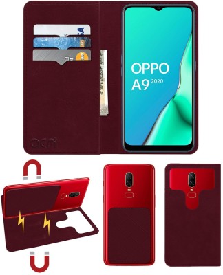 ACM Flip Cover for Oppo A9 2020(Maroon, Cases with Holder, Pack of: 1)