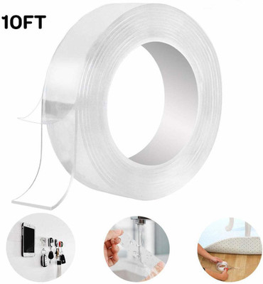 Jeval Double Sided Tape Handheld Dispenser Gel Tape (Manual)(Set of 1, Transparent)