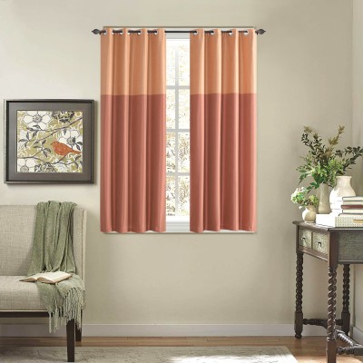 Deco Window 152.4 cm (5 ft) Polyester Blackout Window Curtain (Pack Of 2)(Self Design, Red)