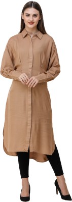 SILK ROUTE London Women Fit and Flare Brown Dress