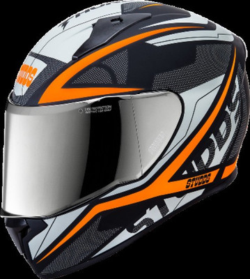 STUDDS Thunder D4-N10 Decor Motorbike Helmet(Black, Orange)