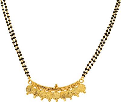 MissMister Lakshmi Gold Plated 9 Coin Laxmi Coin Ethnic Traditional Mangalsutra Necklace Jewellery for Women Brass Mangalsutra