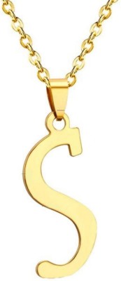 MYKI Stylish 'S' Initial Alphabet Letter Unisex Pendant Gold-plated Stainless Steel Pendant