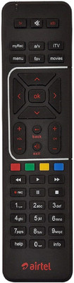 Airtel Regular Digital TV DTH Remote Compatible with SD and HD Recording (Black) Airtel Remote Controller(Black)