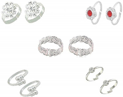 A1 Fashion TRNG-3CHN-WHSTN-RDSTN-WHSL-SET5 Sterling Silver Sterling Silver Plated Toe Ring