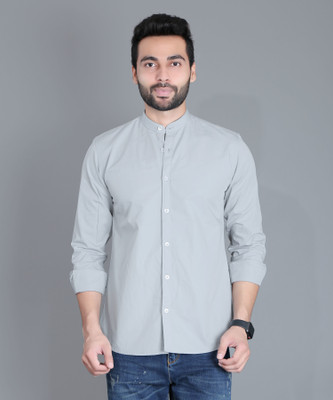 5TH ANFOLD Men Solid Casual Grey Shirt