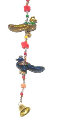 Molika Rajasthani Handicraft Peacock Wall / door hanging toran / showpiece / figurine Metal Tapestry Artificial Beads for Home Décor (Set of 2 hangings) Decorative Showpiece size 86 X 8 X 3cm (Polyresin, Brass, Wool, Multicolor) Decorative Showpiece  -  86 cm(Paper Mache, Multicolor)