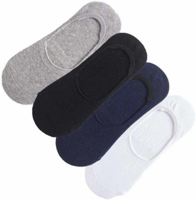 PinKit Men & Women Self Design, Solid Peds/Footie/No-Show(Pack of 4)