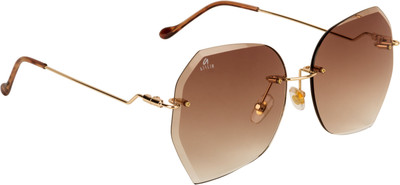 Aislin Over-sized, Round Sunglasses(Brown)