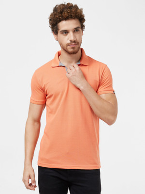 WEAR YOUR OPINION Solid Men Polo Neck Orange T-Shirt