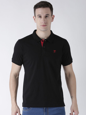 Club York Solid Men Polo Neck Black T-Shirt