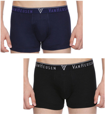 VAN HEUSEN Men Men Blue Pack of 2 Solid Antibacterial Colour Fresh Trunks Brief