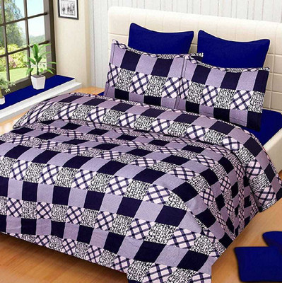 PAWAR 140 TC Polyester Double Printed Flat Bedsheet(Pack of 1, Black)