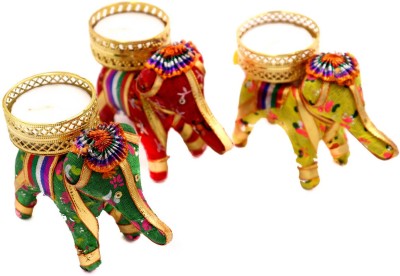QUVYARTS Elephant Tea Light Candle Holder for Diwali, Christmas, Home Decoration  Brass Tealight Holder Set(Multicolor, Pack of 3)