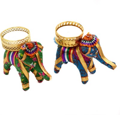 QUVYARTS Elephant Tea Light Candle Holder for Diwali, Christmas, Home Decoration  Brass Tealight Holder Set(Multicolor, Pack of 3)