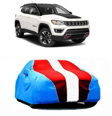 HDSERVICES Car Cover For Jeep Compass (With Mirror Pockets)(Blue, Red)