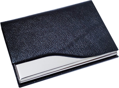 Flipkart SmartBuy 10 Slot Metal Leatherite Business Card/Visiting Card/Credit Card Holder Wallet with Magnetic Closure (Black&Silver) 10 Card Holder(Set of 1, Multicolor)