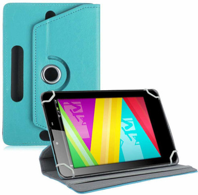 TGK Book Cover for Swipe MTV Slash 4X 7 inch Tablet Universal Rotating Case(Blue, Cases with Holder)
