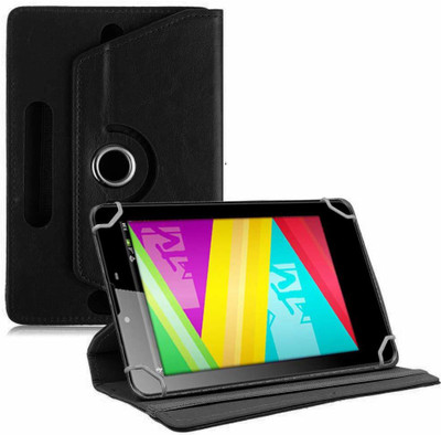 TGK Book Cover for Swipe MTV Slash 4X 7 inch Tablet Universal Rotating Case(Black, Cases with Holder)