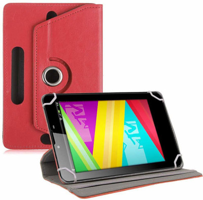 TGK Book Cover for Swipe MTV Slash 4X 7 inch Tablet Universal Rotating Case(Red, Cases with Holder)