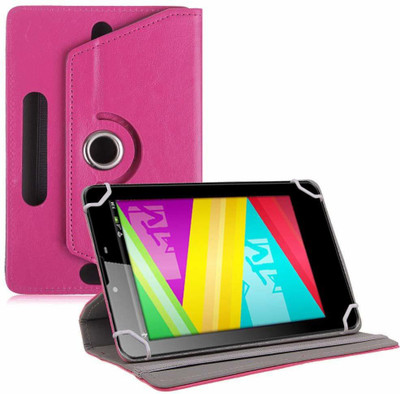 TGK Book Cover for Swipe MTV Slash 4X 7 inch Tablet Universal Rotating Case(Pink, Cases with Holder)