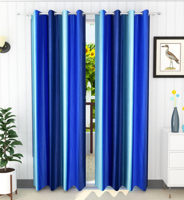 Flipkart SmartBuy 213.36 cm (7 ft) Door Polyester Semi Transparent Curtain (Pack Of 2)(Blue, Solid)