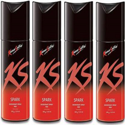 Kamasutra 4 spark Body Spray  -  For Men & Women(150 ml, Pack of 4)