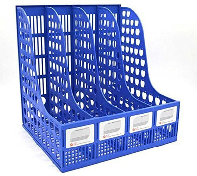 SKYFUN 4 Compartments Plastic File Holder(Blue)