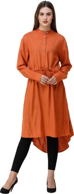 SILK ROUTE London Women Fit and Flare Orange Dress