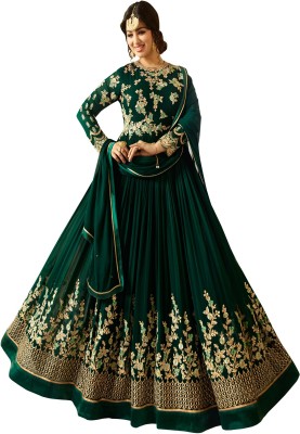 YOYO FASHION Anarkali Gown(Green)