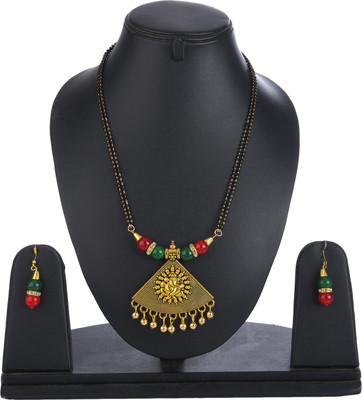 Bhagya Lakshmi Alloy Gold-plated Red, Green Jewellery Set(Pack of 1)
