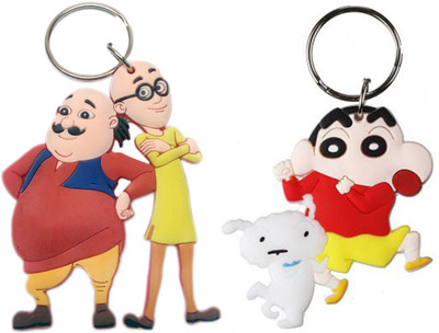 MGP FASHION Motu Patlu & ShinChan Shiro Double Sided PVC Key Chain