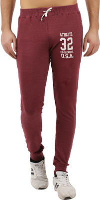 CHECKERSBAY Solid Men Red Track Pants